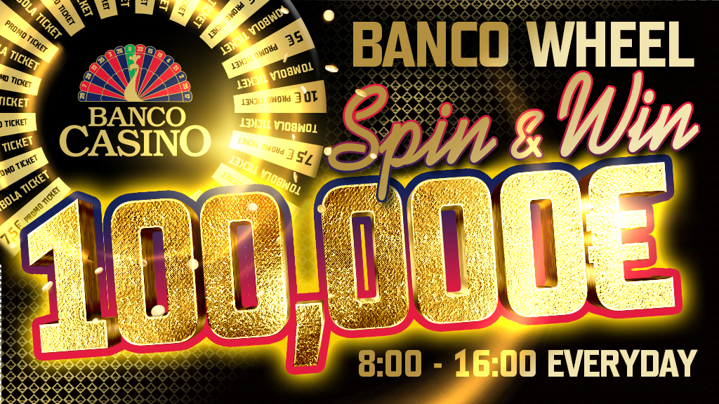 The wheel of fortune "BANCO WHEEL" gives away €100,000 - spin the wheel every day!