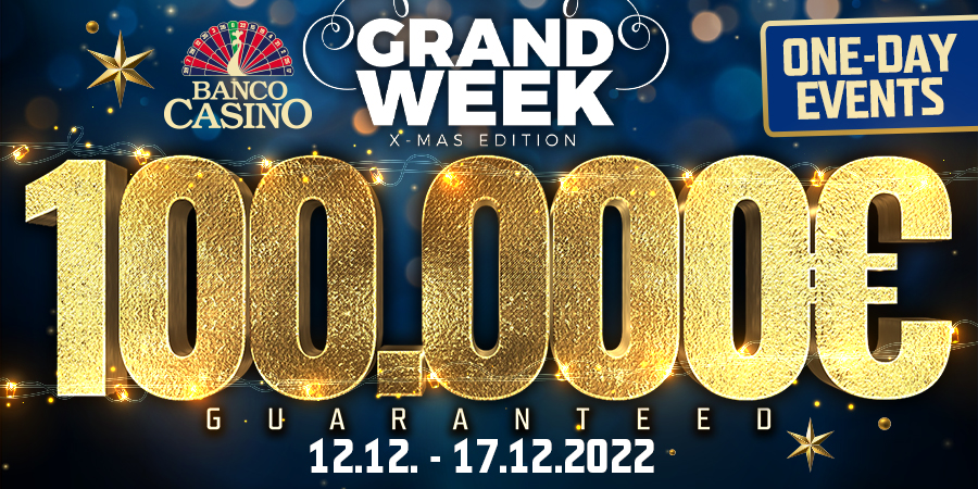 Bei der Weihnachtsausgabe der Grand Week gibt es € 100.000 GTD in Einzelturnieren!