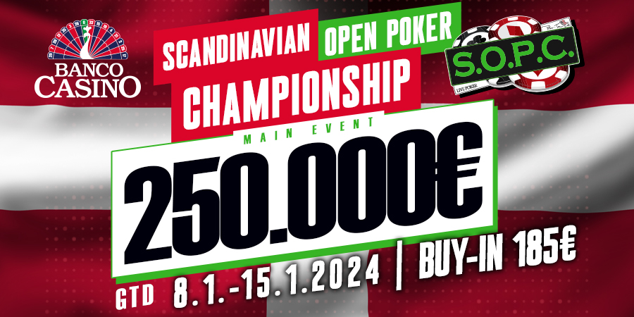 Beginnen Sie das neue Jahr mit der Scandinavian Open Poker Championship mit € 250.000 GTD für nur € 185!