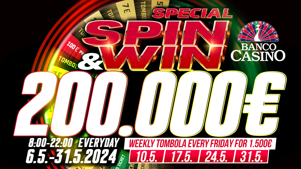 The Wheel of Fortune "BANCO WHEEL" is giving away 200,000€ - spin the wheel and win up to 100€ instantly!