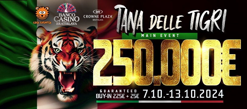 Tana delle Tigri v októbri prinesie Main Event 250.000€ GTD za 250€! 