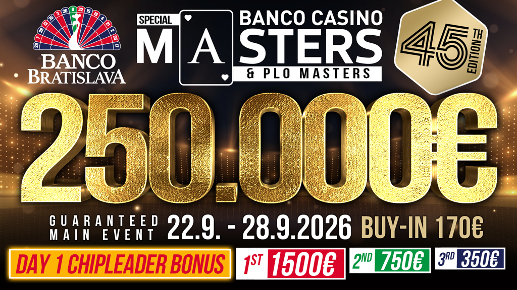 Banco Casino Masters 250.000€ GTD iba za 170€ prinesie záver septembra!