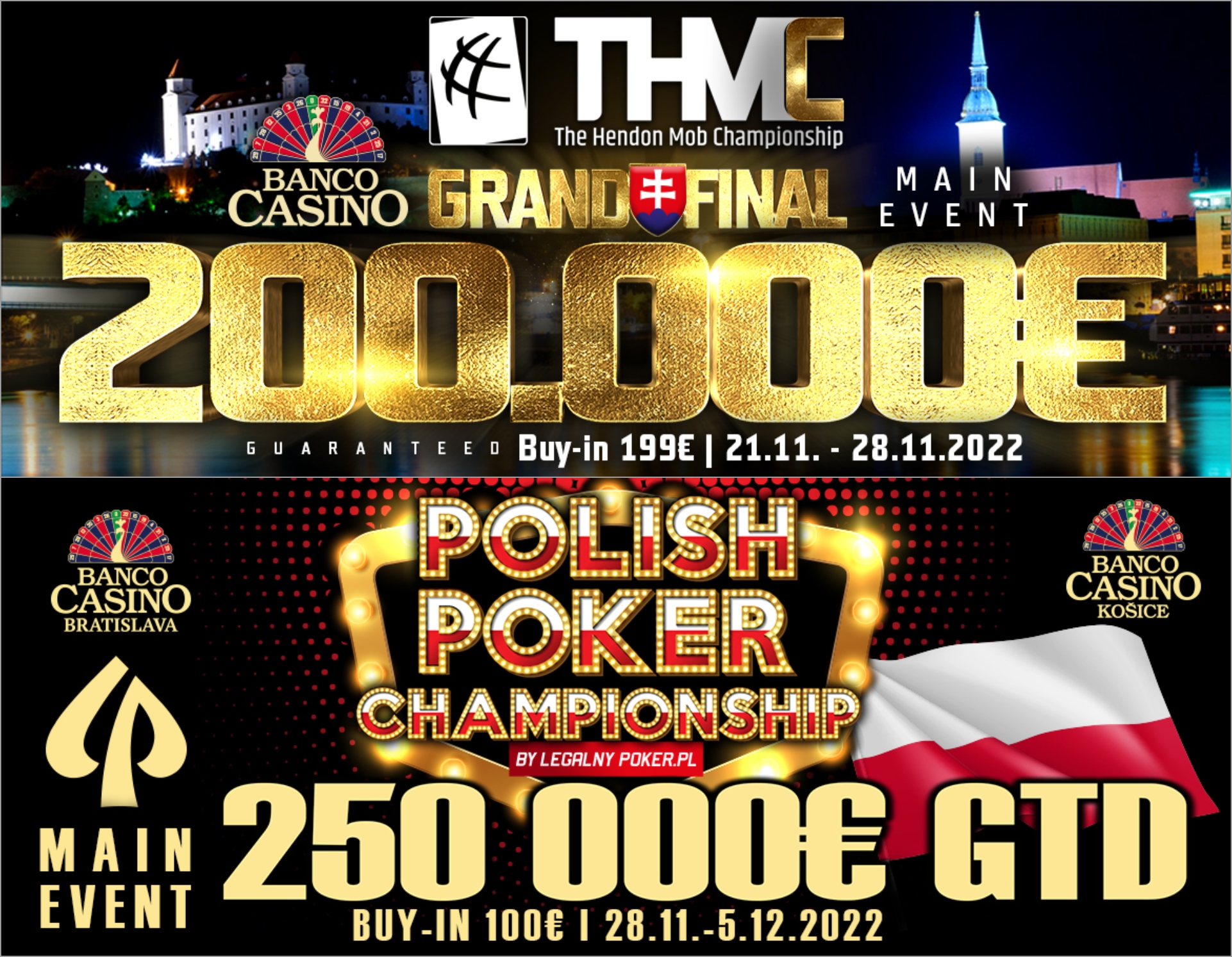 Záver roka v Banco Casino – The Hendonmob Championship Grand Final 200.000€ GTD a Polish Poker Championship 250.000€ GTD!